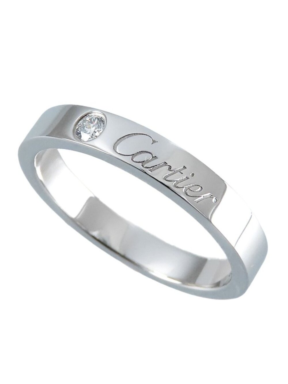 Cartier C de Cartier Ring Platinum Diamond Wedding Engraved